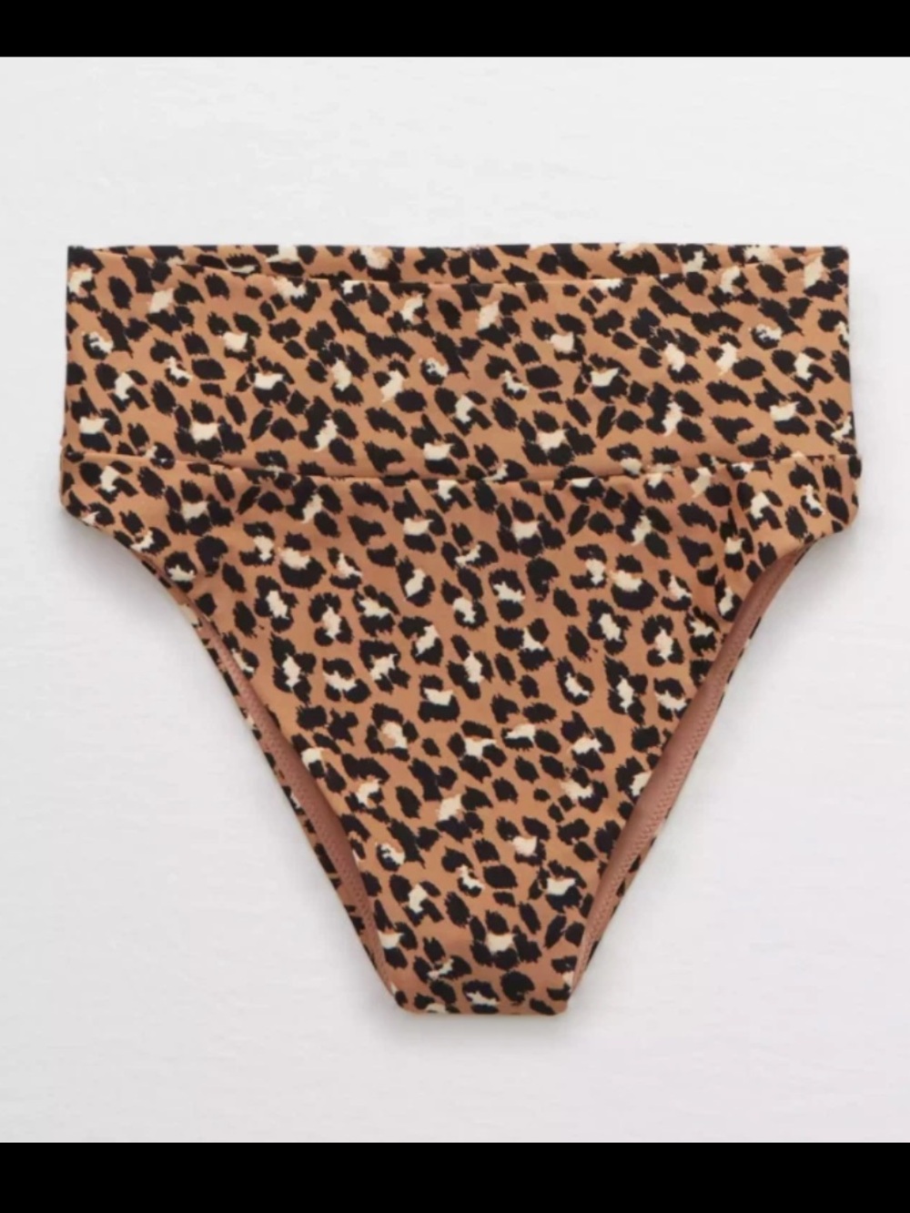 Aerie Leopard High Cut Rise Cheeky Bikini Bottom Raw Sienna Small